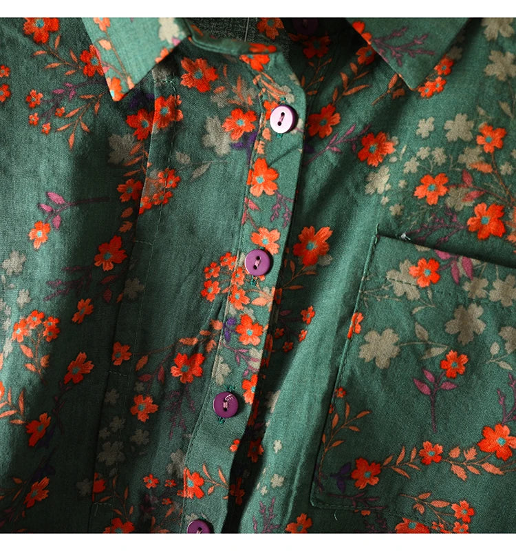 Women's Vintage Floral Print Blouse – Loose Short Sleeve Casual Summer Top