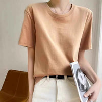 Women's Loose Cotton O-Neck T-Shirt – Casual Summer Short Sleeve Tee
