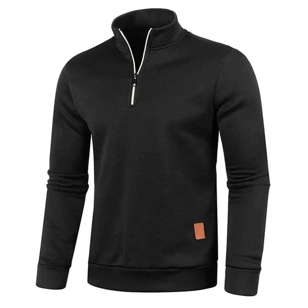 Men's Half Zipper Turtleneck Sweatshirt – Thick Pullover Turtleneck Autumn Outdoor Solid Color Top