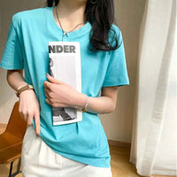 Women's Loose Cotton O-Neck T-Shirt – Casual Summer Short Sleeve Tee