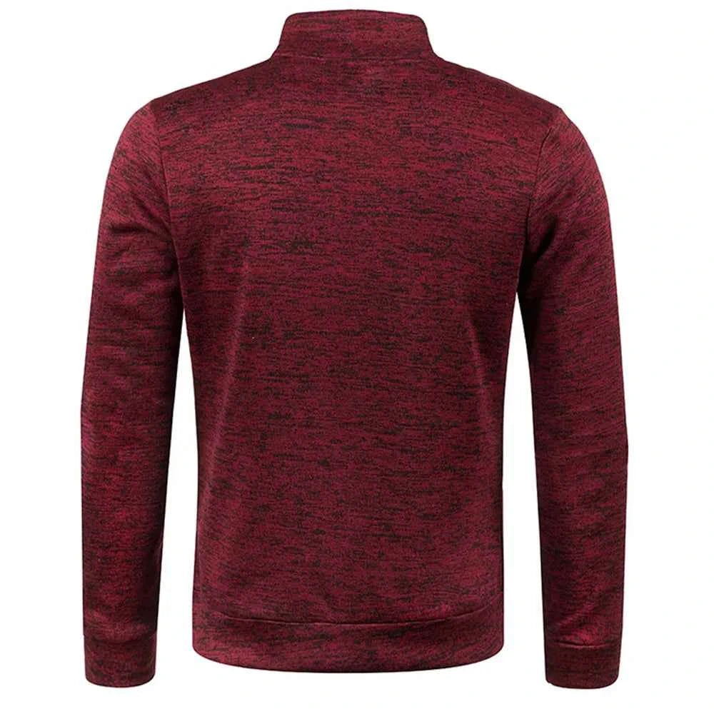 Men's Half Zipper Turtleneck Sweatshirt – Thick Pullover Turtleneck Autumn Outdoor Solid Color Top