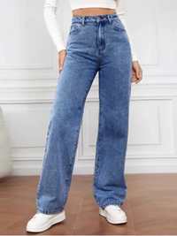 Women's High Waisted Black Straight Jeans – Straight Leg Pocket Casual Pants