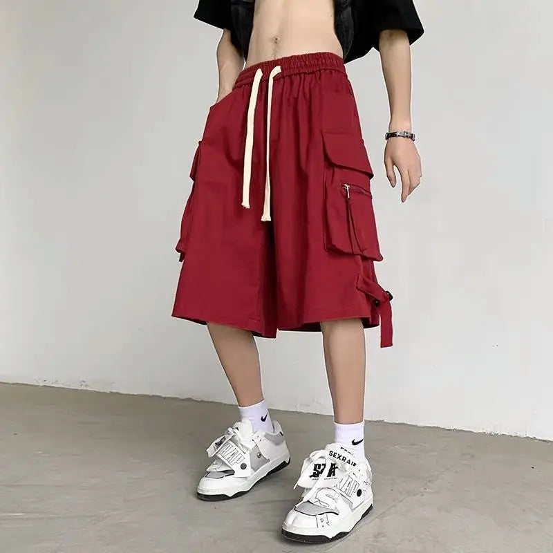Men's Retro Workwear Shorts – Loose Wide-Leg High Street Casual Pants