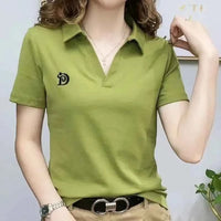 Women's embroidered polo t-shirt – Slim Fit Elegant Korean Summer Graphic Tee 2025