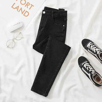 Women's Black Grey Slim Fit Jeans – Chic Cropped Smoothing Denim Pants