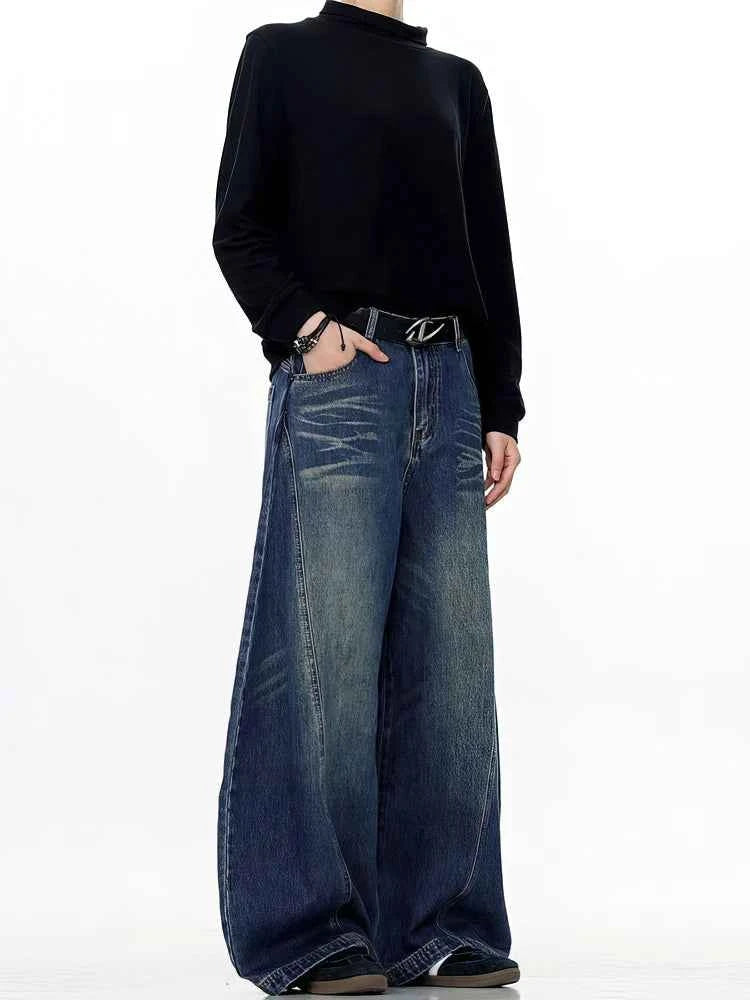 Men's Vintage Black Baggy Jeans – Wide Leg Streetwear Denim Pants