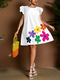Women's Plus Size Floral Casual Dress – Round Neck Everyday Fashion Dress