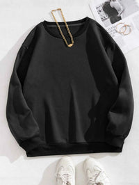 Women's Casual Solid Color Sweatshirt – Loose Fit Crewneck Fashion Pullover