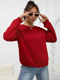 Women's Casual Solid Color Sweatshirt – Loose Fit Crewneck Fashion Pullover