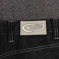 Men's Printed Embroidered Straight Jeans – Trendy Black Streetwear Denim Pants