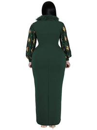 Women's Plus Size Vintage Maxi Dress – Elegant Long Sleeve Streetwear Dress
