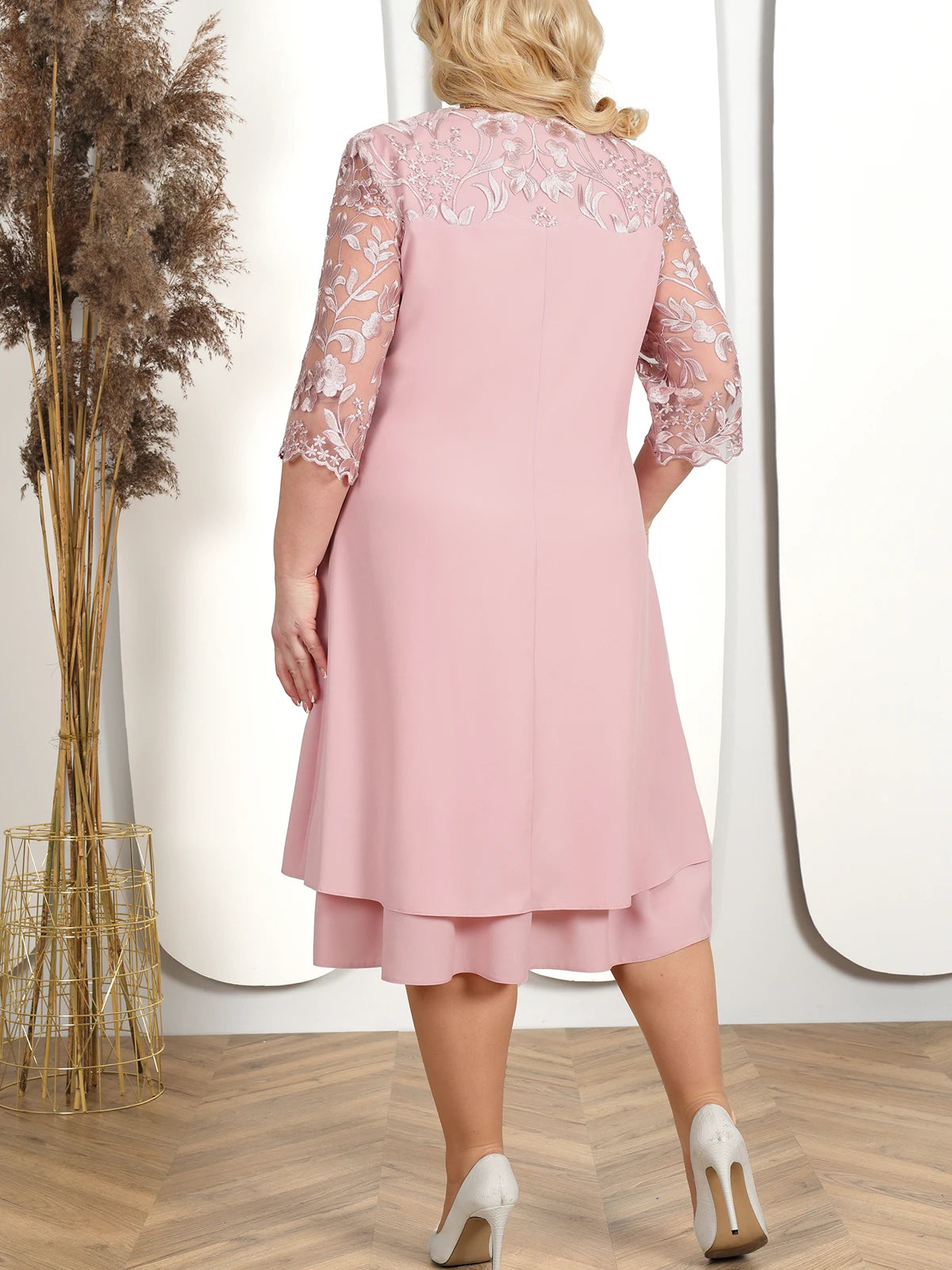Women's Plus Size Floral Formal Dress – Elegant Loose Party & Wedding Dress 2025