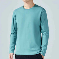 Men's Cotton Long Sleeve T-Shirt – Solid Color Full Sleeve Undershirt for Spring & Autumn Casual Wear