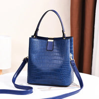 Crocodile Pattern Bucket Shoulder Bag for Women – Large Capacity Crossbody Handbag & Purse