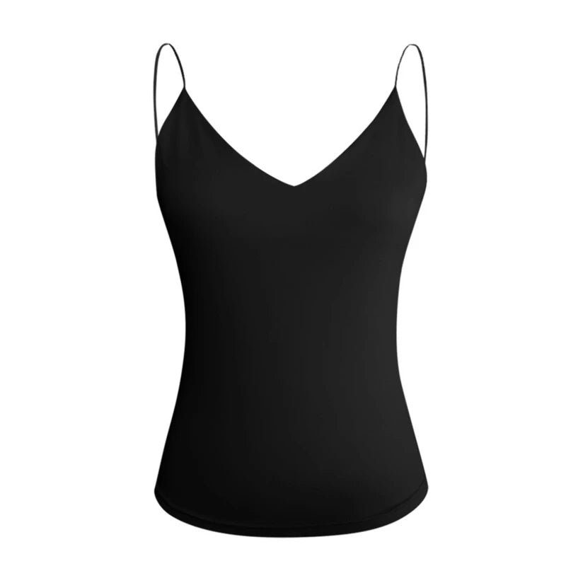 Women's Slim Camisole Tank Top – Solid Sleeveless Summer Strap Vest