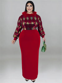 Women's Plus Size Vintage Maxi Dress – Elegant Long Sleeve Streetwear Dress