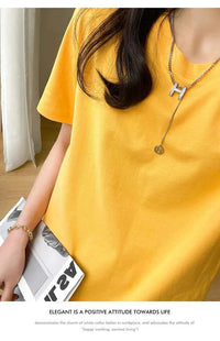 Women's Loose Cotton O-Neck T-Shirt – Casual Summer Short Sleeve Tee