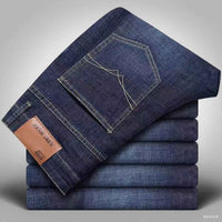 Men's Business Biker Straight Jeans – Comfortable Soft Autumn Winter Denim