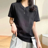 Women's Loose Cotton O-Neck T-Shirt – Casual Summer Short Sleeve Tee