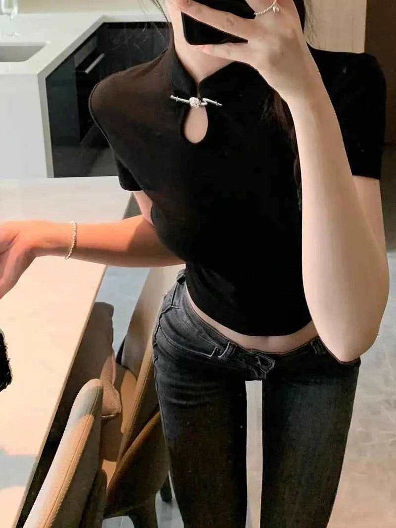 Women's Retro Chinese Style T-Shirt– Trendy Streetwear Casual Summer Tee