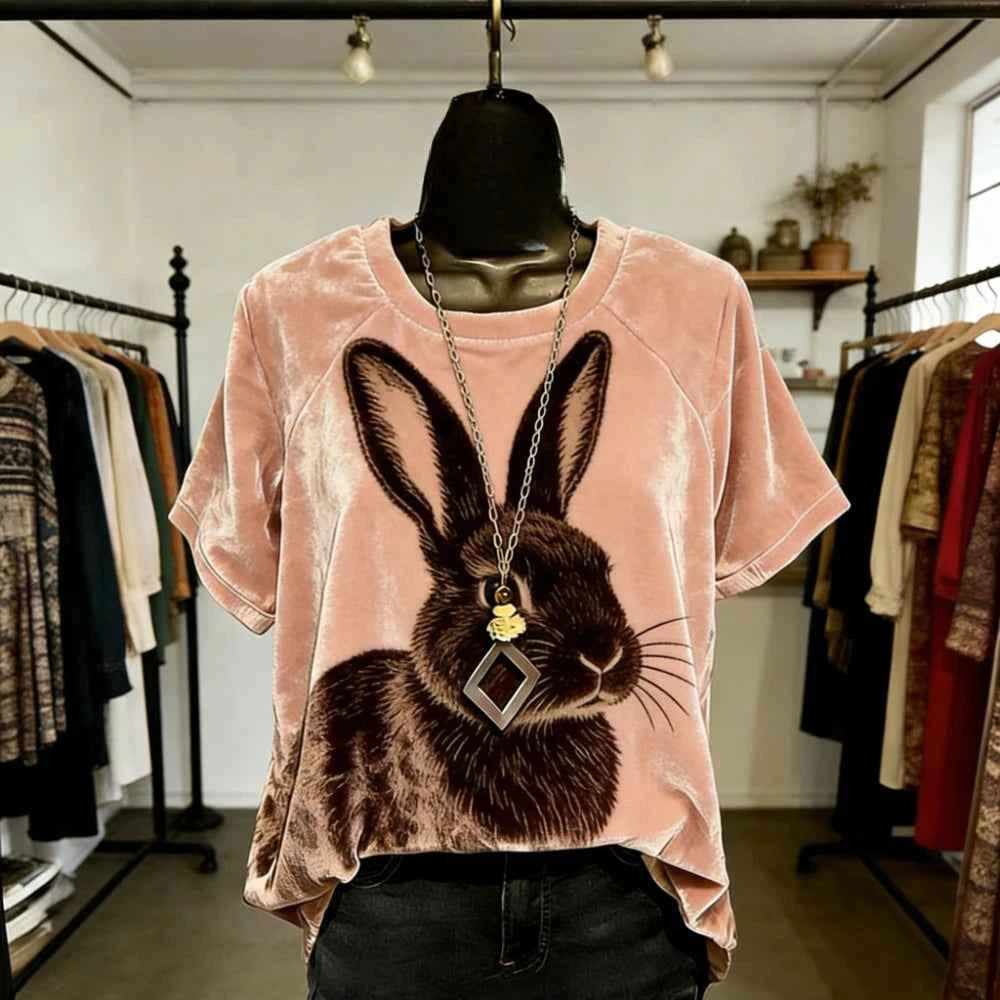 Women's Gradient Animal Print T-Shirt – Soft Feel Short Sleeve Loose Fit Casual Streetwear Top