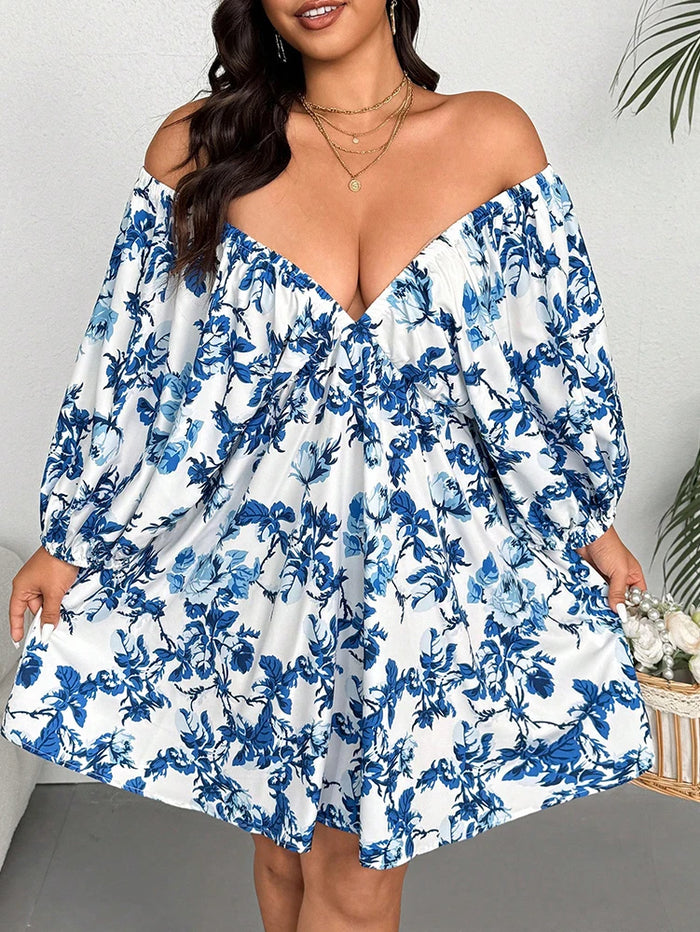 Women's Plus Size Floral Maxi Dress – Romantic V-Neck Summer Vacation Dress
