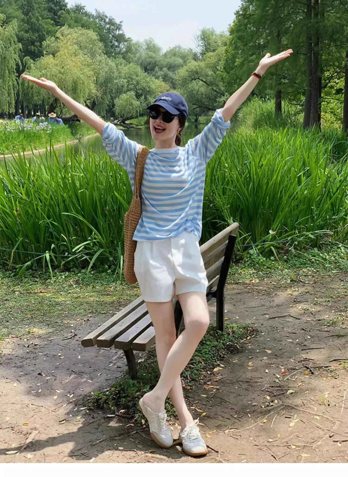 Women's Striped Loose Fit Summer T-Shirt – Trendy Korean Style Sun-Proof Summer Top