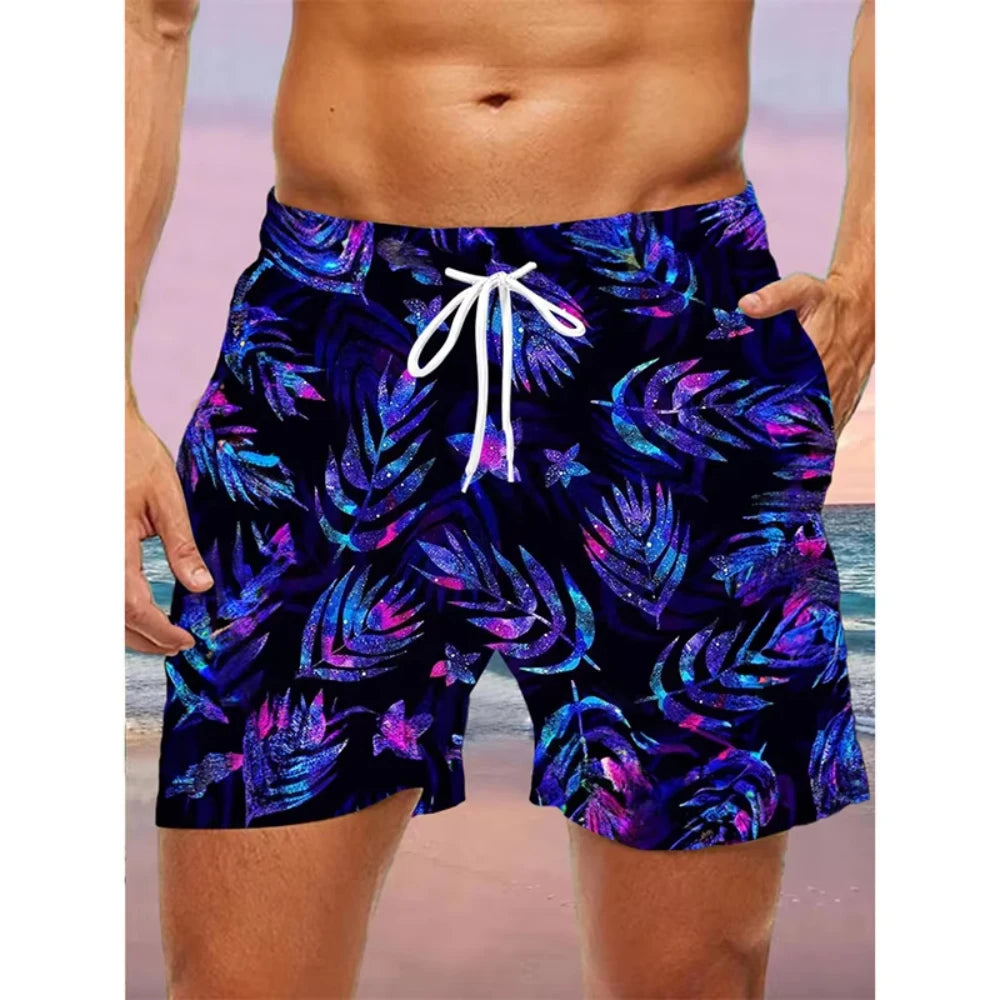 Men's Tropical Palm Tree Board Shorts– 3D Print Summer Beach Shorts 2025