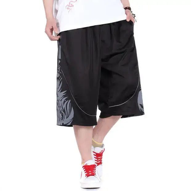 Men’s summer casual capri shorts loose fit hip hop straight pants plus size