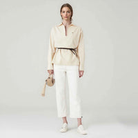 Women's Embroidered V-Neck Office Shirt – Elegant Belted Long Sleeve Office Top