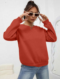 Women's Casual Solid Color Sweatshirt – Loose Fit Crewneck Fashion Pullover