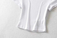 Summer Sexy Women O-neck Short-sleeve T-shirt Solid Color Basic Slim Elastic Skinny Crop Tops