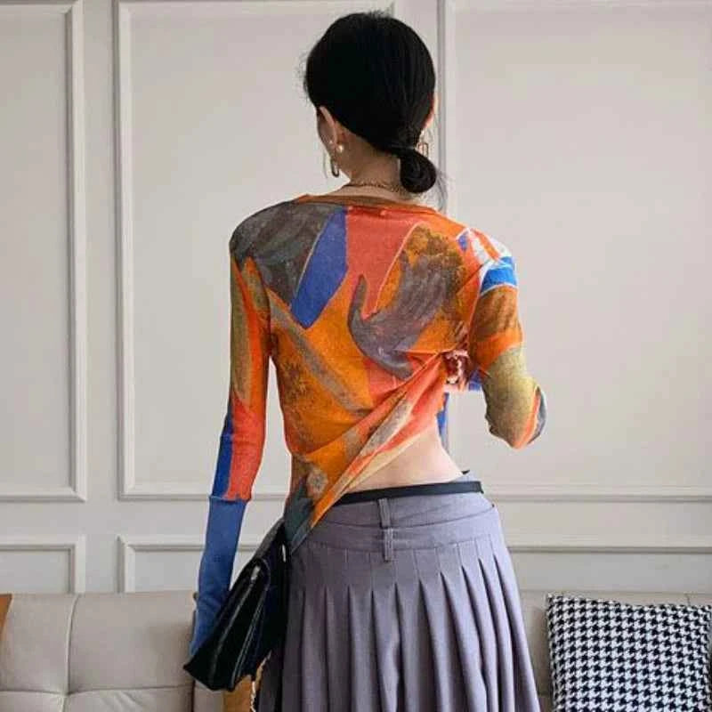 Women's vintage print T-shirt – Slim Fit All-Match Elegant Summer Tee