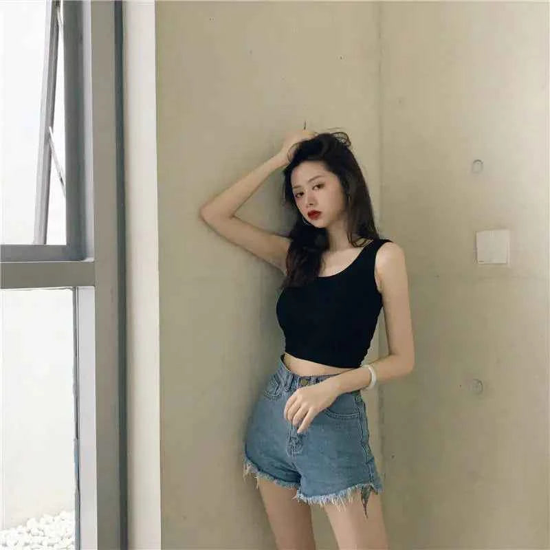 Women's Y2K Crop Tank Top – Sleeveless Korean Harajuku Aesthetic Vest