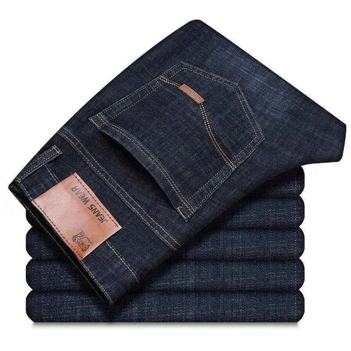 Men's Business Biker Straight Jeans – Comfortable Soft Autumn Winter Denim