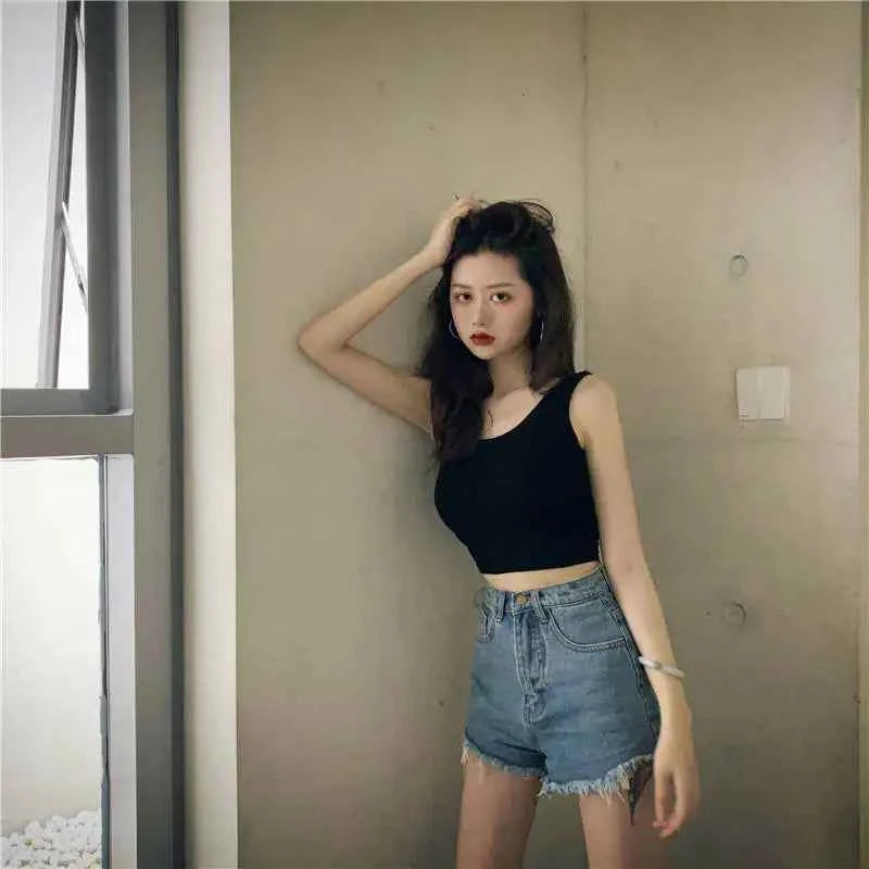 Women's Y2K Crop Tank Top – Sleeveless Korean Harajuku Aesthetic Vest