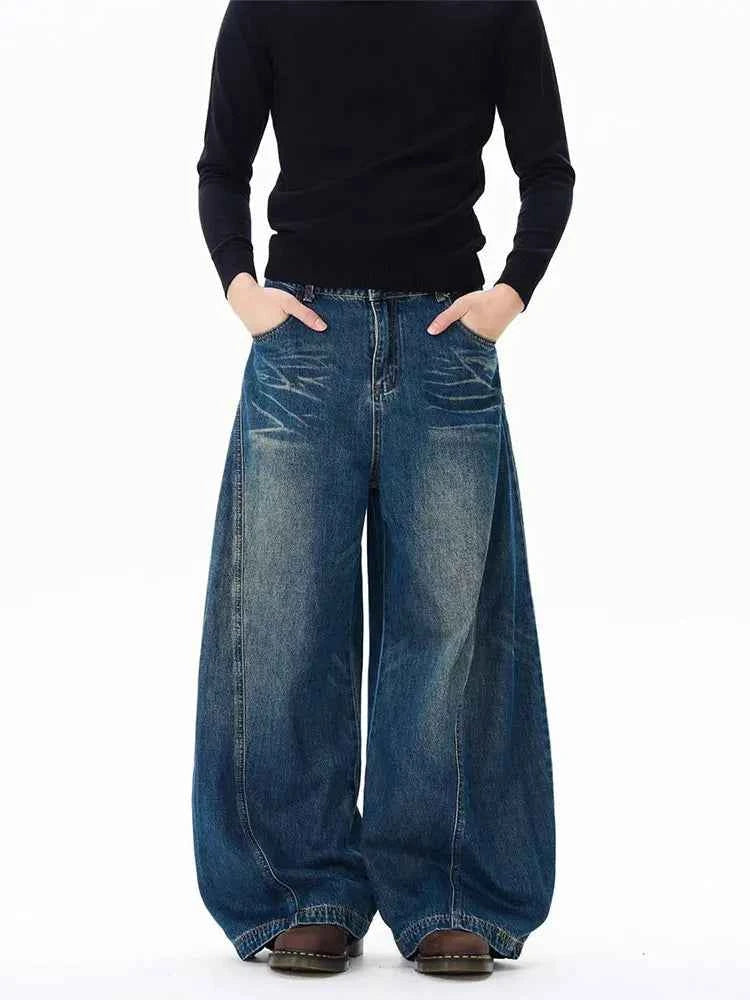 Men's Vintage Black Baggy Jeans – Wide Leg Streetwear Denim Pants