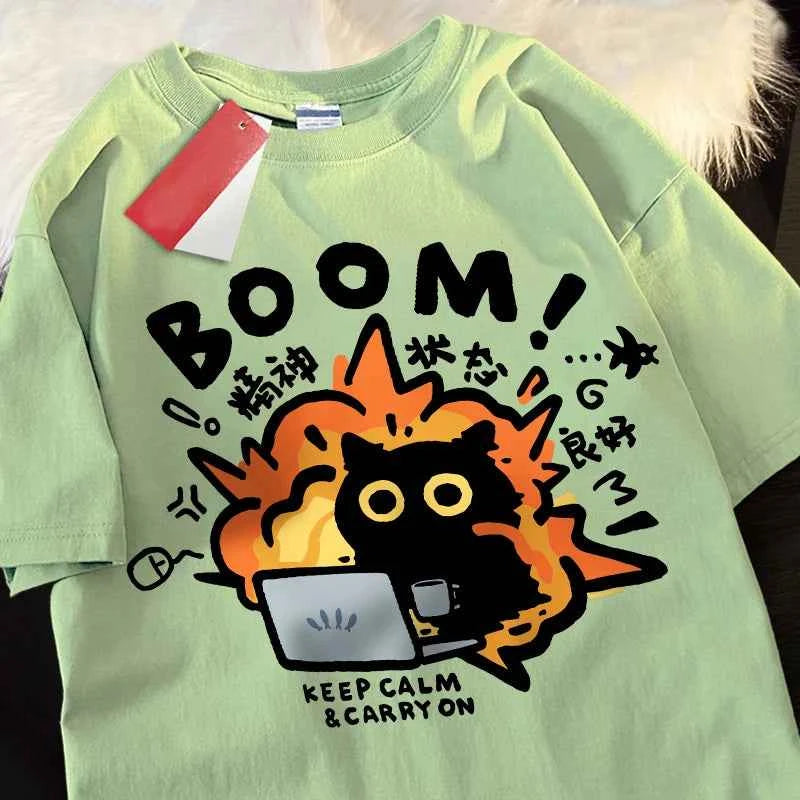 Oversized Cotton Cartoon T-Shirt Unisex – Casual Graphic Loose Fit Tee