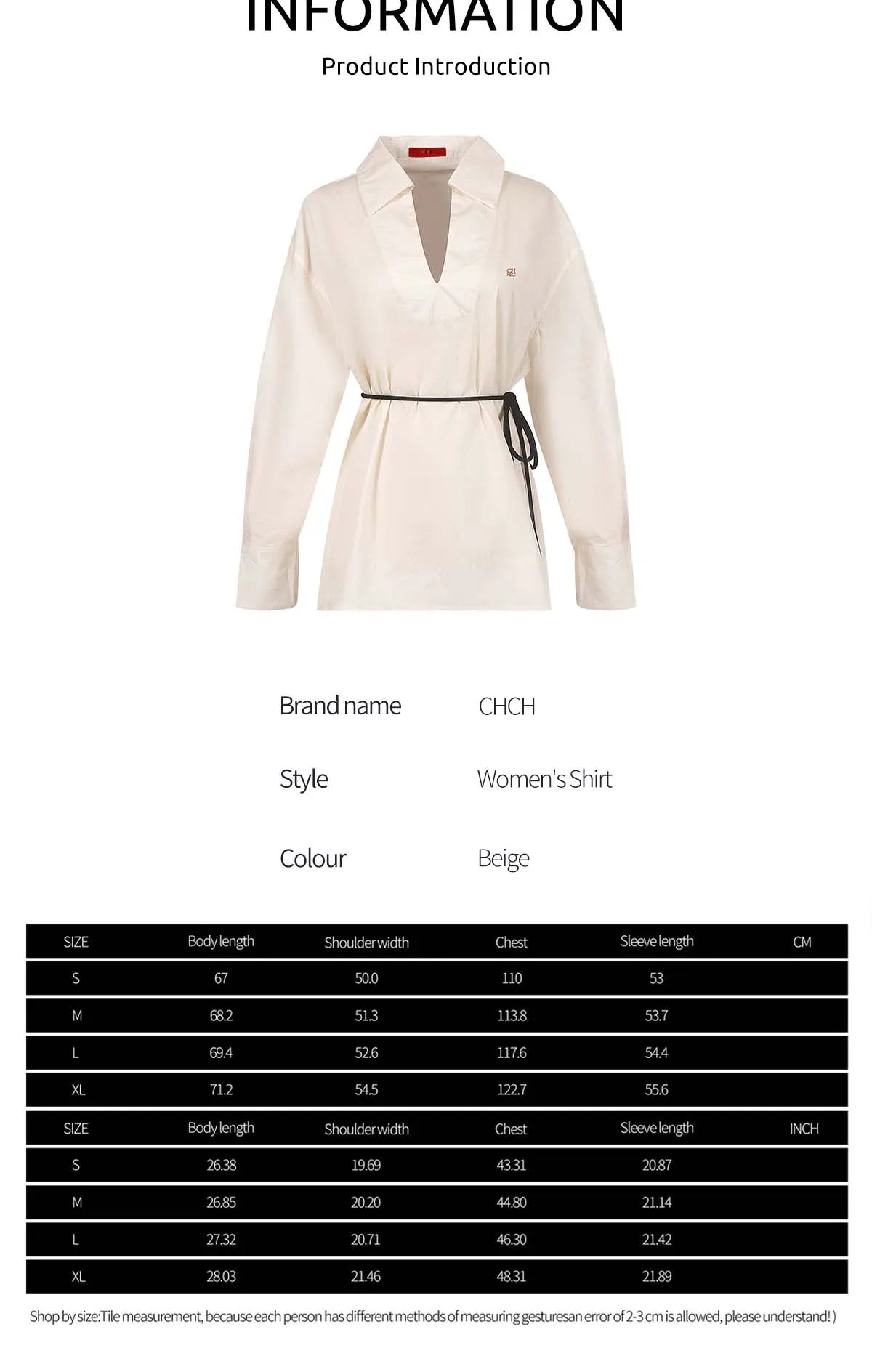 Women's Embroidered V-Neck Office Shirt – Elegant Belted Long Sleeve Office Top