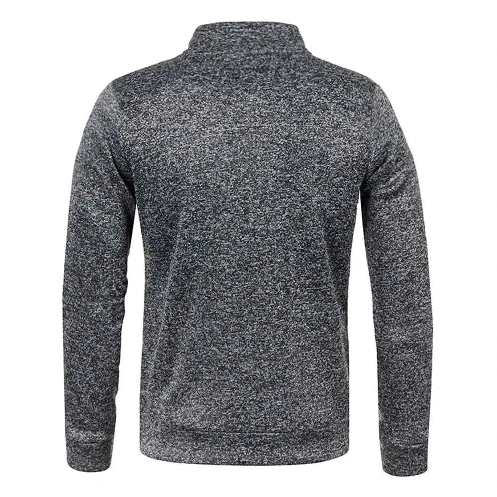 Men's Half Zipper Turtleneck Sweatshirt – Thick Pullover Turtleneck Autumn Outdoor Solid Color Top