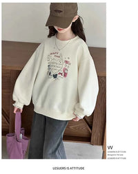 Girls Heart Pearl Sweatshirt – Kids Long Sleeve Casual Fashion Hoodie
