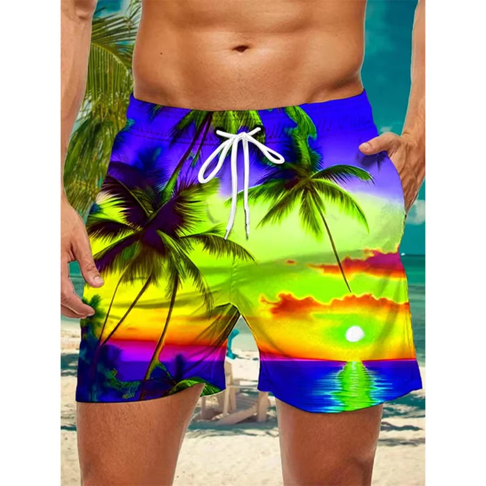 Men's Tropical Palm Tree Board Shorts– 3D Print Summer Beach Shorts 2025