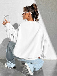 Women's Casual Solid Color Sweatshirt – Loose Fit Crewneck Fashion Pullover