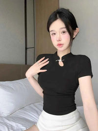 Women's Retro Chinese Style T-Shirt– Trendy Streetwear Casual Summer Tee