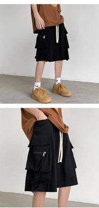 Men's Retro Workwear Shorts – Loose Wide-Leg High Street Casual Pants