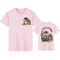 Women’s Heart Like a Truck Tee Western T-Shirt – Cowboy Rodeo Graphic Front & Back Tee