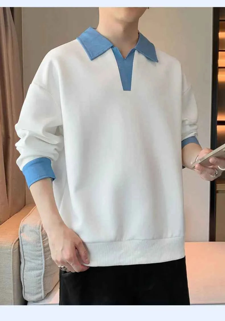 Men's Two Piece Lapel Sweatshirt Set – Loose Fit Casual Long Sleeve Top