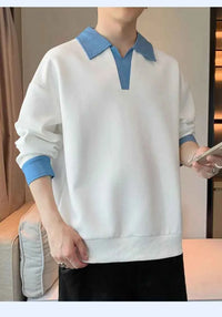 Men's Two Piece Lapel Sweatshirt Set – Loose Fit Casual Long Sleeve Top