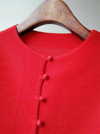 Women's Bat Sleeve Pleated T-Shirt Jacket – Loose Fit Single Breasted Top