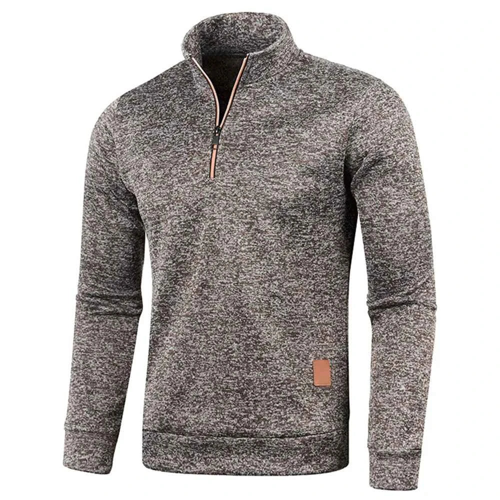 Men's Half Zipper Turtleneck Sweatshirt – Thick Pullover Turtleneck Autumn Outdoor Solid Color Top